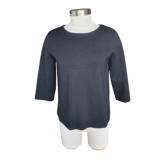 Cruciani Wool Sweater Womens Cropped Sleeve Black 42 Medium 6 - Picture 1 of 8